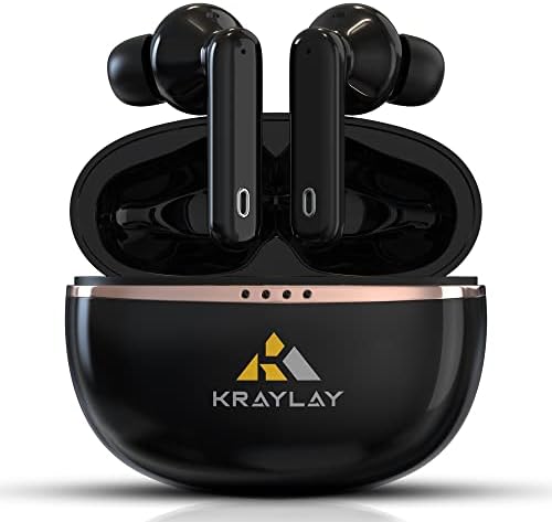 אוזניות אוזניות של Kraylay Fitness אוזניות אלחוטיות אמיתיות עם מיקרופון מובנה | IPX5 אוזניים אלחוטיות אטומות